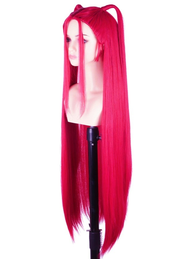 LeMarnia 24-inch Red Long Double Ponytail Wig Anime Cosplay Wigs for Girls Halloween Costume Wig - Image 2